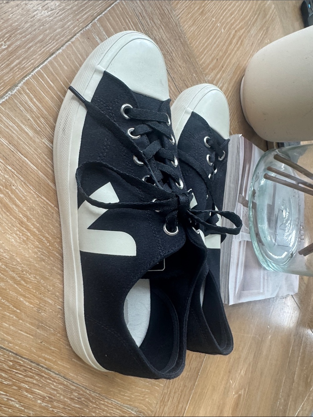 VEJA Canvas Lace-Up Sneakers with White Toe Cap